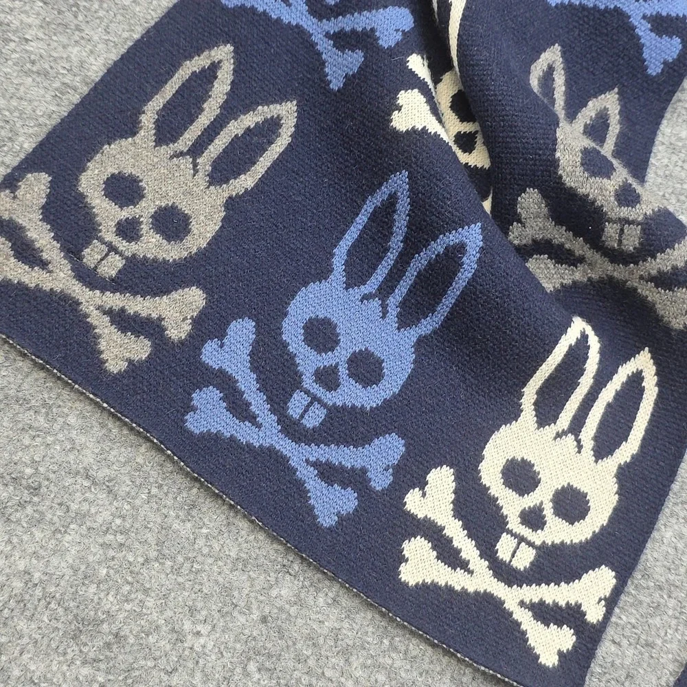 Psycho Bunny Scarf Blue AOP 100% Cashmere 65